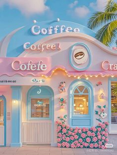 Kawaii Cafe Exterior, Cute Cafe Exterior, Cafe Exterior Design, Cafe Design Inspiration, Cute Store, Cozy Coffee Shop, Cafe Shop Design, Cute Cafe, Coffee Shop Design