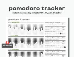 a poster with the words pomodoro trackerr written in black and white