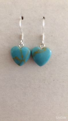 * Handmade item *925 Sterling silver * Gemstone: Kingman Turquoise *Dangle drop Earrings *Free gift box *Free shipping in USA *Ready to ship *Thank you for looking and check out more items in my Etsy shop for more great items and deals! *Https://www.etsy.come/shop/abq925 Elegant Turquoise Heart Earrings, Turquoise Heart-shaped Sterling Silver Earrings, Turquoise Dangle Earrings For Anniversary, Turquoise Heart Drop Earrings As Gift, Turquoise Pierced Earrings For Anniversary, Blue Heart-shaped Earrings With Ear Wire, Blue Heart Charm Drop Earrings, Handmade Turquoise Earrings For Anniversary, Nickel-free Blue Heart Earrings As Gift