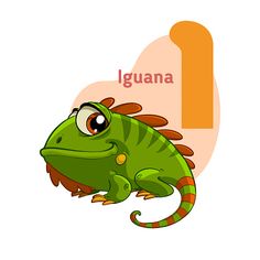 the letter i for iguana with an image of a chamelon on it