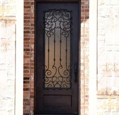 IWD Handcrafted Forged Iron Single Exterior Door CID-090 Classical Grille Design Square Top Aquatex Glass Single Exterior Door, Single Exterior Doors, Iron Front Doors, Wrought Iron Entry Doors, Wrought Iron Front Door, Iron Front Door, Side Entrance, Iron Entry Doors, Door Sweep