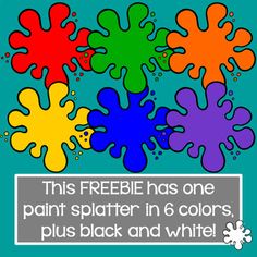 this freebie has one paint splatter in 6 colors, plus black and white