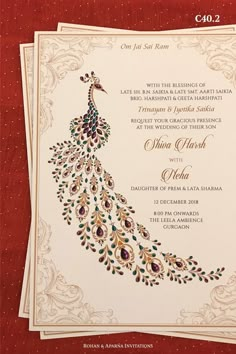 Wedding Invitations Hindu, Hindu Weddings, Peacock Wedding Invitations, Hindu Wedding Invitation Cards, Marriage Invitation Card, Indian Wedding Invitation Card Design