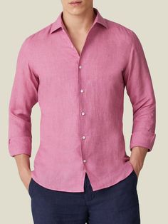 LUCA FALONI | DUSTY PINK PORTOFINO LINEN SHIRT | MADE IN ITALY Luca Faloni, Pink Linen Shirt, Blue Linen Shirt, Summer Wardrobe Staples, Portofino Shirt, Pink Men, Cotton Chinos, Northern Italy, Fine Linen