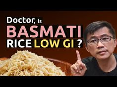 a man pointing to a bowl of rice with the words doctor is basmat rice low g