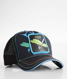 a baseball cap with an image of a dragonfly on it