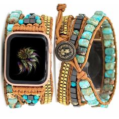 PRICES MAY VARY. 【 Compatible】3 wrap apple watch band bracelet 38mm/40mm/41mm for women and men, compatible with Apple Watch SE2(2022) /SE(2021), iWatch Series 9, Series 8, Series7, Series 6, Series 5, Series 4, Series 3, Series 2, Series 1, Sport, Hermes, Nike+, Edition, etc. 【Adjustment&Two Sizes can be choose】Designed to wrap up to 3 times ,Apple watch beaded bracelet band with 3 knots adjustable hole,The knot of the bracelet allow you to adjust the strap loosely and tightly to fit your wrist Boho Beaded Bracelets, Handmade Watch Strap, Watch Band Bracelet, Wrist Accessories, Handmade Watch, Ultra Series, Natural Turquoise Stone, Beaded Wrap Bracelets, Beaded Wraps