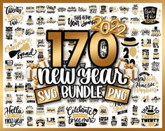 new year svg bundle with gold lettering