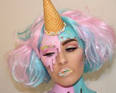 Blond Pixie, Halloween Ice Cream, Makeup For Halloween, Make Up Foundation, Candy Makeup, Candy Costumes, Smink Inspiration