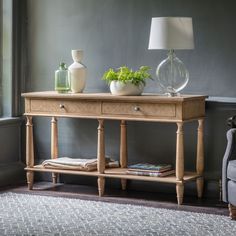 Classic Wooden Console Table – Carved Detailing with Dual Drawers -  Decor interiors Wooden Console Table Uk, Hall Console Table Set Back In Alcove, Console Table With Drawers Living Room, French Colonial Furniture, French Colonial Style, Parquet Design, Drawer Console Table, Drawer Console, Colonial Furniture