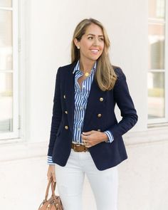 Outfit Blazer Azul Marino, Navy Blue Blazer Outfit, Navy Blazer Outfits, Blue Blazer Outfit, Summer Outfits Men Streetwear, Korean Summer Outfits, Outfit Blazer, Mode Tips, Blazer Outfits For Women