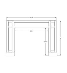 an architectural drawing of a fireplace with the measurements for each piece in front of it