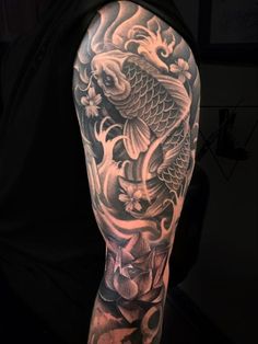 Explore 20 Traditional Japanese Koi Fish Tattoos: Stunning Sleeve Designs for Men in 2024 Koi Fish Bicep Tattoo, Masculine Koi Fish Tattoo, Koi Fish Arm Sleeve, Japanese Style Arm Tattoo, Koi Tattoo Sleeve Men, Japanese Quarter Sleeve Tattoo, Koi Fish Sleeve Tattoo Men, Realism Koi Fish Tattoo, Japanese Koi Sleeve Tattoos