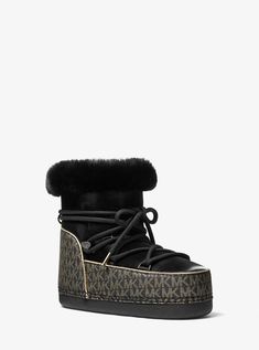 Zelda Metallic Logo and Velvet Boot | Michael Kors Metallic Boots, Velvet Boots, Big Girl Fashion, Sports Luxe, Dirty Laundry, Moon Boots, Airport Fashion, Signature Print, Boots Ankle