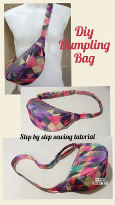 the instructions for how to make a diy dumpling bag with an adjustable neck tie