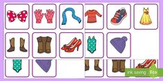 clothes and shoes matching cards for kids