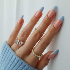 53 Insanely Cute French Tip Nails to Upgrade the Classic French Nails Manicure Trendy Nail Art Designs, Fall Acrylic Nails, Trendy Nail Art, Fall Nail Colors, Pastel Nails, Types Of Nails, French Tip Nails, Nail Designs Summer, Blue Nails