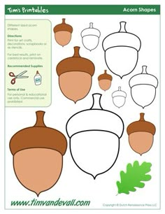 printable acorns and leaves cut outs