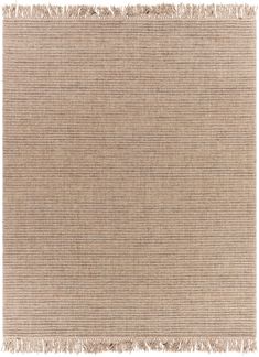 a beige rug with fringes on it