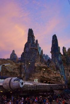 the star wars galaxy ride at disneyland's star wars land is shown in this image