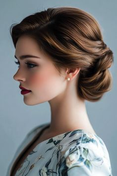 Shoulder Length Hair Wedding, 1940s Updo Hairstyles, Easy Vintage Updos For Medium Hair, 1940s Hairstyles For Long Hair Updo, Vintage Glam Hairstyles Updo, Vintage Updo Hairstyles, Messy Braid Updo, 1940s Wedding Hair Updo