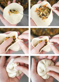 the process of making dumplings is shown here