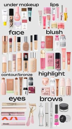 Makeup Items List For Beginners, Makeup List To Buy For Beginners, Beginner Makeup What To Buy, Makeup Nessecities List, Natural Makeup Products, Makeup Routine For 13-14, Basic Makeup Items, Cosmetics By Brand, Makeup Routine Guide