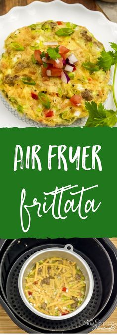 air fryer brittata on a plate with the words, air fryer brito