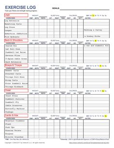 an exercise log is shown in red and yellow