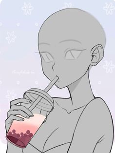 an alien drinking from a glass with liquid in it