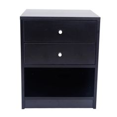 two drawers with one drawer open and the other closed, both in black lacquer