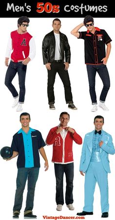 men's costumes for the 50's and 70's