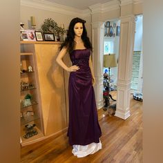 Midnight Purple Prom Dress, Dark Purple Gown Elegant, Dark Purple Silk Dress, Deep Purple Prom Dress, Violet Prom Dresses, Dark Purple Prom Dress, Purple Evening Gown, Casual Prom Dresses, Dark Purple Dress