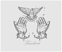 two hands are chained to each other with the word freedom written on it and an image of