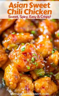 Asian Sweet Chili Chicken - Dinner, then Dessert Chinese Sweet Chili Chicken, Sweet Chili Chicken Bites, Sweet Thai Chicken, Sweet And Pungent Chicken, Chili Chicken Recipe Chinese, Sweet And Spicy Chicken Bites, Asian Chili Chicken, Sweet Hot Chicken, Asian Sweet Chili Chicken