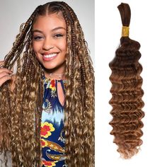 PRICES MAY VARY. Hair Material: Deep Wave Human Hair Braiding Is Made With 100% Unprocessed 12A Brazilian Human Hair, Cut Off From Young Donor Directly. It's Healthy And Soft, Last For Several Months. Suitable Length And Weight: The Length Of Human Hair Bulk Is From 18’’ To 26’’, And The Weight Is 100g Per Pack, One Pack Has One Bundles, The Weight Of Single Bundle Is 50g. If You Want Full Head Braids, We Recommend You Purchase 7-8 Packs. Reliable Hair Quality: Our Human Hair Bulk Hair For Braid Boho Braids Blonde, Head Braids, Weaving Styles, Wavy Hair With Braid, Braids Blonde, Head Braid, Human Hair For Braiding, Ombre Braiding Hair, Braids Boho