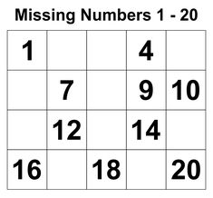 missing numbers 1 - 20 worksheet