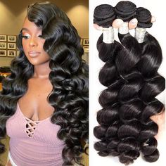 PRICES MAY VARY. 1.Hair Material: 100% Unprocessed Brazilian Hair Bundles, 12A Grade Human Hair Bundles, Cut from Young Girls, Clean and Healthy. 2.Hair Quality: High Quality Loose Wave 3 Bundles, No Shedding, No Tangles, Full Ends, Double Strong Weft, Soft and Silky. 3.Hair Weight&Length: Full Head Brazilian Virgin Hair 3 Bundles.Each bundle is 90g-95g,For the length, stretching the virgin hair to be STRAIGHT then measure it. 4.Hair Color: Natural Black. Can Be Dyed To Dark Color.Brazilian Loos Side Part Bombshell Curls, Loose Deep Wave Weave Sew Ins, Loose Wave Sew In, Closure Sew In, Loose Wave Weave, Black And Blonde Ombre, Loose Wave Bundles, Weave Hair Extensions, Deep Wave Brazilian Hair