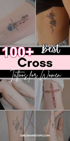 cross tattoos for women with the words, 100 best cross tattoos for women on them