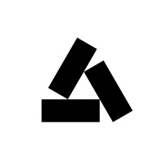 a black and white logo with two rectangles in the shape of an arrow