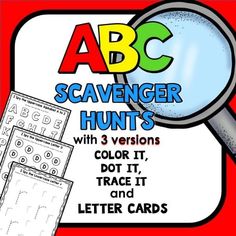 an abc and c scavenger hunt with 3 versions