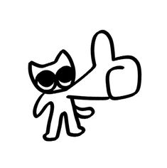 a black and white drawing of a cat with sunglasses