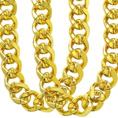 PRICES MAY VARY. Quality Material: The faux gold acrylic chain necklace is made of plastic, non-toxic and odorless, sturdy and durable, lightweight, smooth surface would not hurt your skin. Size: 2 pieces fake gold plastic chain, the width is 3.5 cm/ 1.38 inch, total length: one is 80 cm/ 31.5 inch, the other is 90 cm/ 35.4 inch. Shine Gold Color: The fake gold necklace has beautiful shine when the type of light or the sun hits the pendant, make you the focus of the party. Ideal Gift: This gold Big Gold Chains, 90s Punk, Gold Costume, Chain For Men, Costume Necklaces, Gold Chains For Men, Hip Hop Artists, Punk Style, Gold Chain Necklace