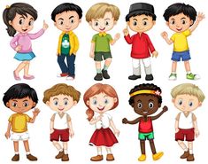 many different kinds of kids on a white background