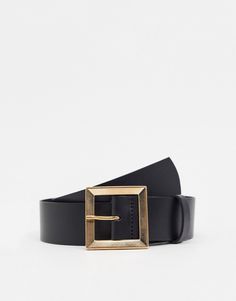 Belt by ASOS DESIGN Secure your style Adjustable length and can be worn on your hips or waist Bevelled square buckle Pin-buckle fastening Modern Black Belt With Rectangular Buckle, Designer Black Belt With Buckle Closure, Modern Black Belt With Silver Buckle, Black Leather Belt With Buckle Closure, Black Belt With Buckle Closure, Asos Curve, Leather Belts, Black Belt, Belts For Women