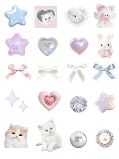 a bunch of different items that are in the shape of hearts, stars and other things