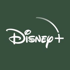 the disney plus logo is shown in white on a dark green background with an arrow