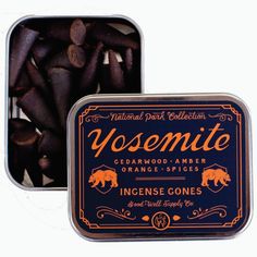 With notes of cedarwood, amber and orange spices, this incense is inspired by Yosemite National Park. These all natural incense cones are handcrafted by Good + Well Supply Co. to impart the scents of the wild and pristine lands of America's National Parks. Good + Well Supply Co. incense cones are hand-dipped and are housed in a sturdy aluminum tin; the lid can be used as a burning surface.Each cone will burn for 20-30 minutes with a scent longevity of 2-3 hours. 25 cones per tinTin Dimensions: 4 Support Local Farmers, Orange Spice, Natural Soy Candles, Incense Cones, Yosemite National, Joshua Tree, Yosemite National Park, Soy Candles, Incense