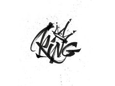 the word king written in black ink