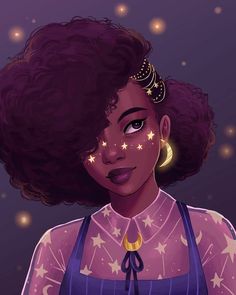 Feminine Goals, Black Fae, Black Witches, Pfp Black, Natural Hair Art, Moon Girl, Moon Black, Hero's Journey, Pfp Icons